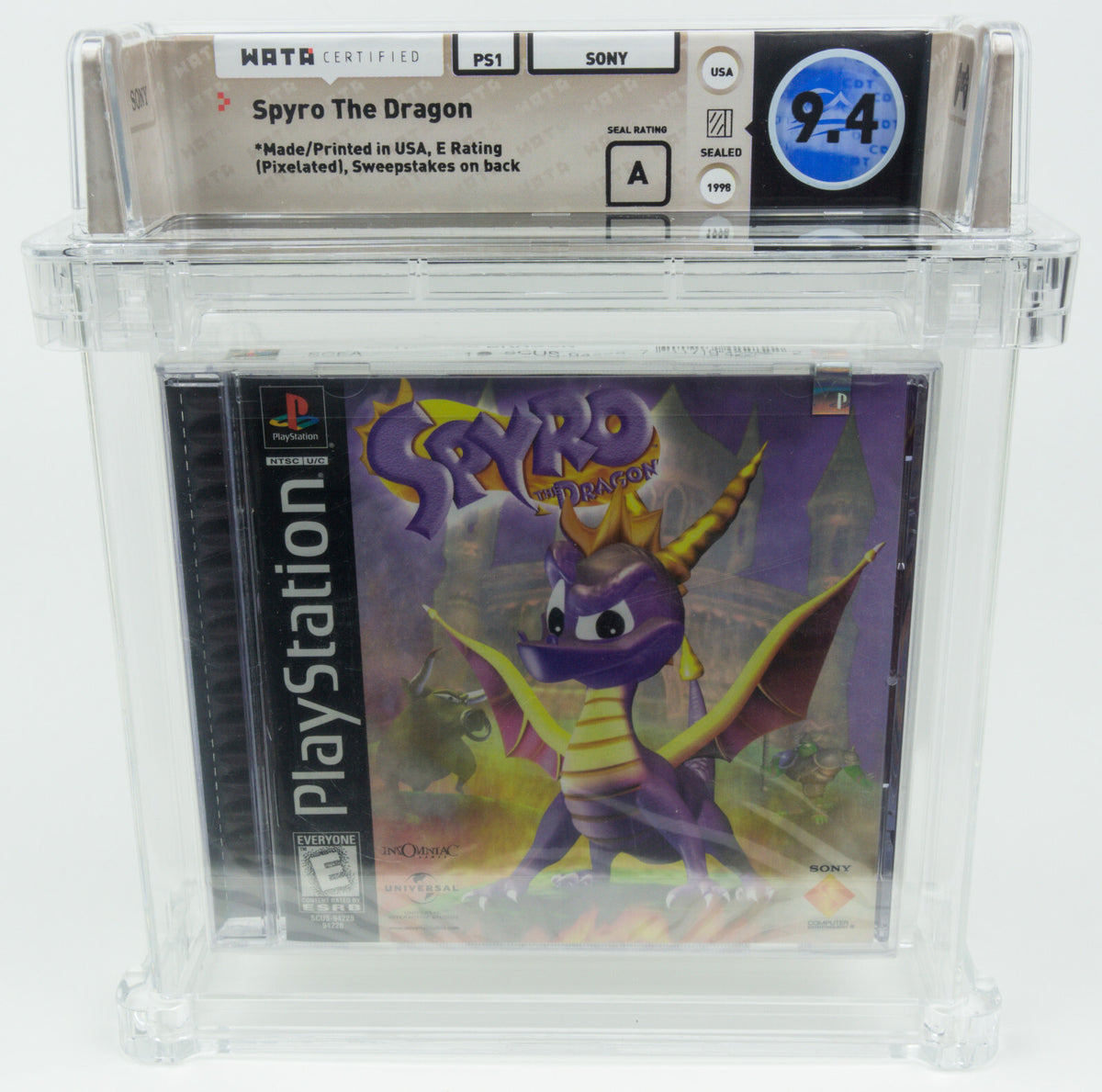 Playstation 1 *Spyro the Dragon* PS1 New / Sealed / WATA 9.4 A Sweepstakes First