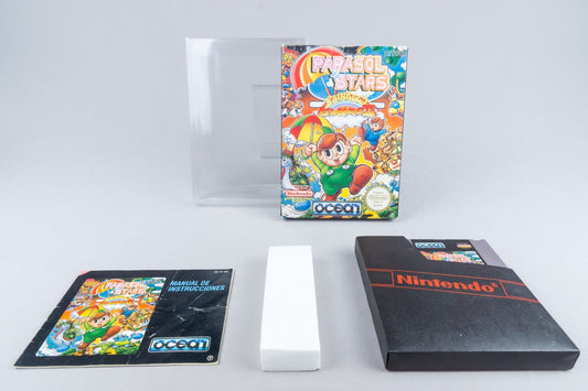 Nintendo NES *Parasol Stars: Rainbow Islands II* OVP CIB PAL B P6-ESP +