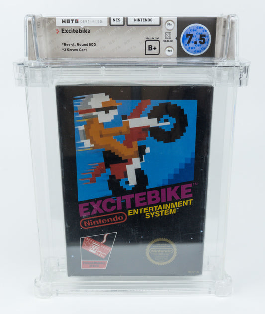 Nintendo NES *Excitebike* Sealed WATA 7.5 B+ no VGA Round SOQ Rev-A POP 5