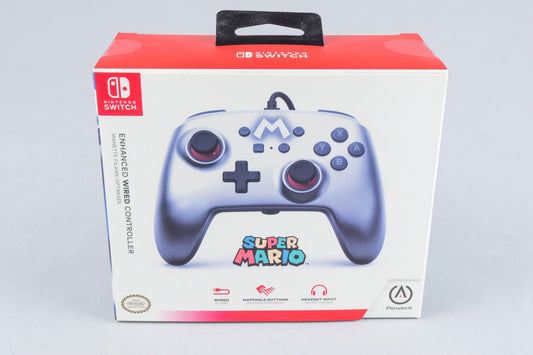 Nintendo Switch *PowerA Enhanced Wired Controller - Mario Silver* Neu #1